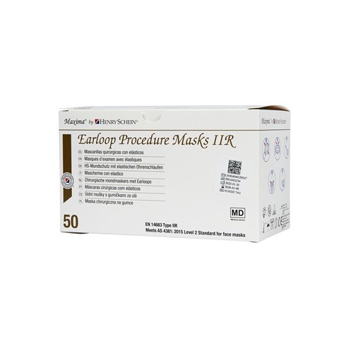 Henry Schein Maxima Mask - Level 2 - Earloop - Blue, 50-Pack