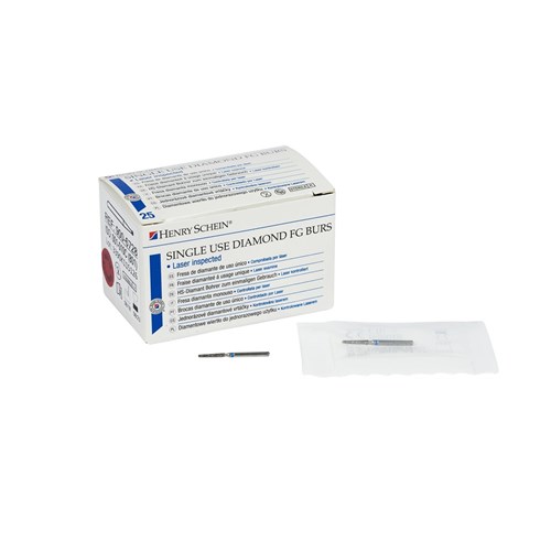 Henry Schein Diamond Bur - 172-014M - Flat Taper - Sterile - Single Patient - High Speed, Friction Grip (FG), 25-Pack