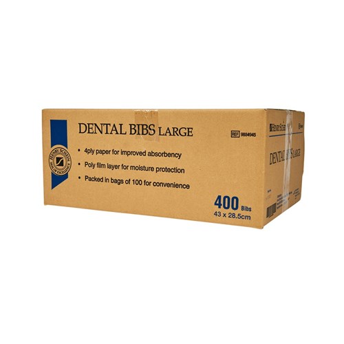 Henry Schein Dental Bibs - 4ply paper - Large - 28.5cm x 43cm, 400-Pack