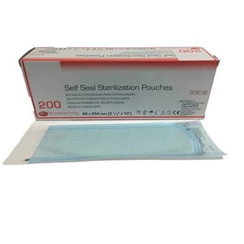 DE Self Seal Sterilisation Pouches - 89mm x 254mm, 200-Pack