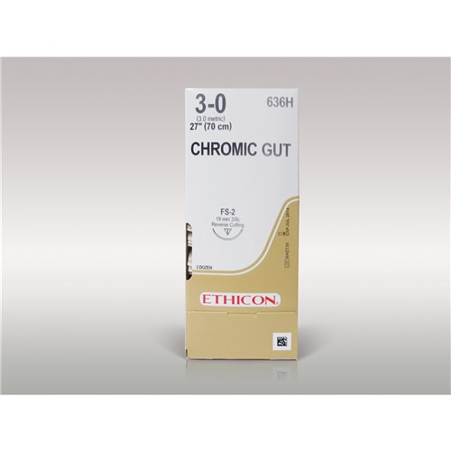 SUTURE Ethicon Chromic Gut 3/0 19mm FS2 3/8 circle rev cutx36