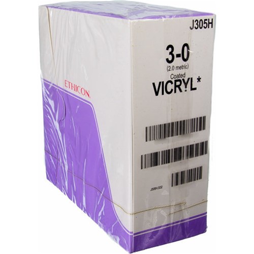 SUTURE Ethicon Vicryl 17mm 3/0 RB1 1/2 circle taper point x36