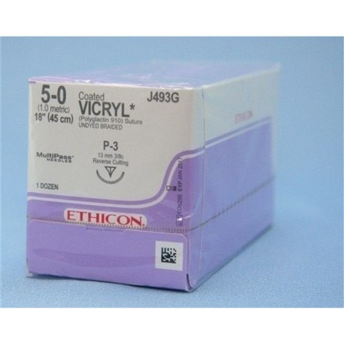 SUTURE PLUS Vicryl 13mm 5/0 P3 3/8 circle rev cut undy x12