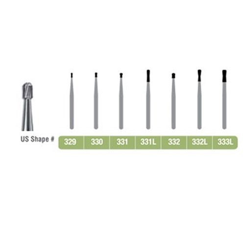 Kerr Jet Tungsten Carbide Bur - 330-008 - Amalgam Preparation Pear Shape - High Speed, Friction Grip (FG), 100-Pack