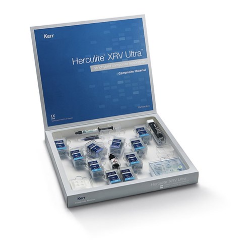 Kerr Herculite XRV Ultra - Syringe Kit - 4g Syringe - Enamel A2 and A3, Dentine A2, Optibond Solo Plus and Gel Etchant