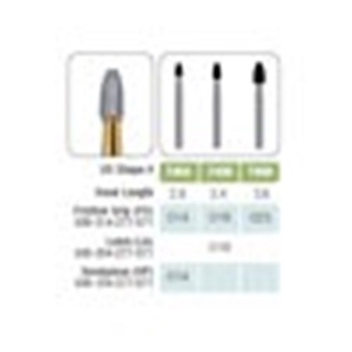 Kerr Jet Tungsten Carbide Bur - 7406-018 - Egg Trim and Finish - High Speed, Friction Grip (FG), 5-Pack