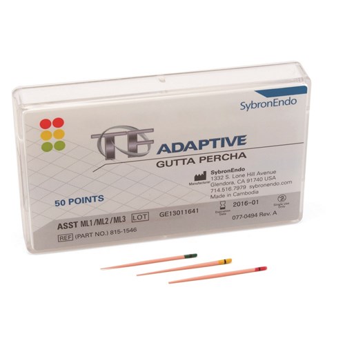 Kerr TF Adaptive Gutta Percha Points - Medium/Large - Assorted - ML1 Ml2 ML3, 50-Pack