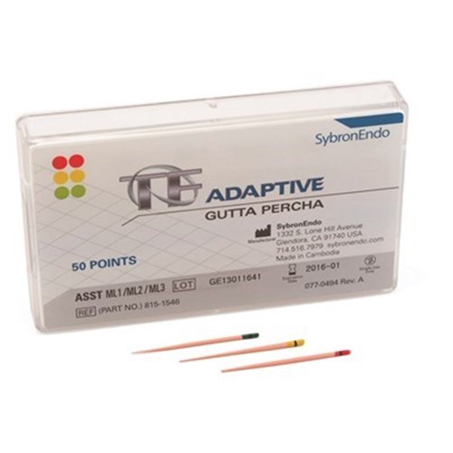 Kerr TF Adaptive Gutta Percha Points - Medium/Large - Assorted - ML1 Ml2 ML3, 50-Pack