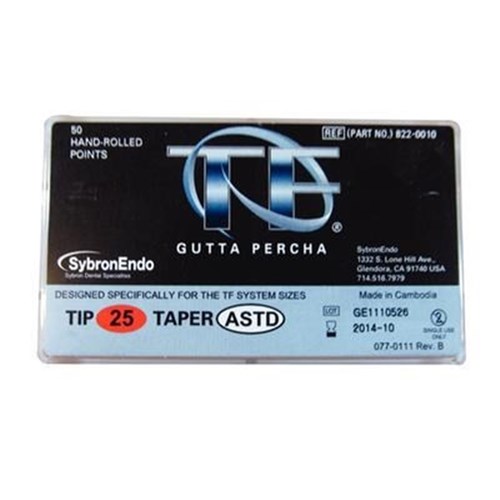 Kerr TF Gutta Percha Points - Size 25 - Assorted Taper .04 to .12, 50-Pack