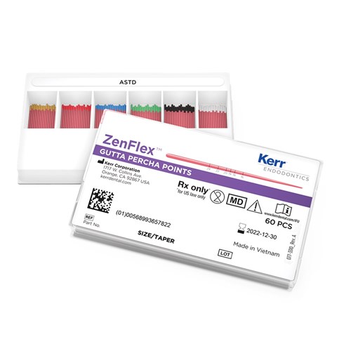 Kerr ZenFlex Pre-Tip Gutta Percha Point - Taper .06 - Assorted, 60-Pack