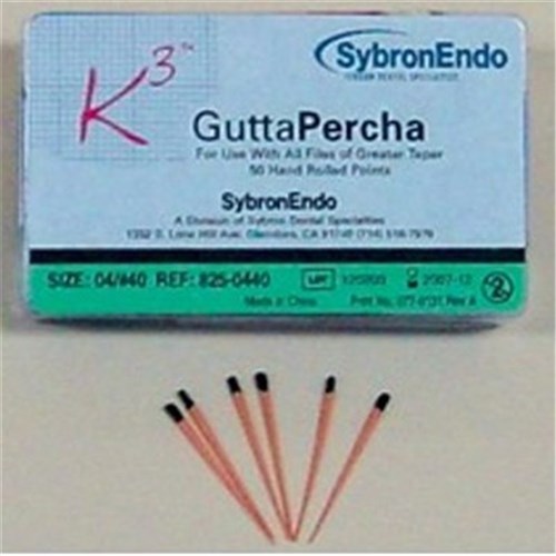 Kerr K3 Gutta Percha - Size 20 .04 Taper - Yellow, 50-Pack
