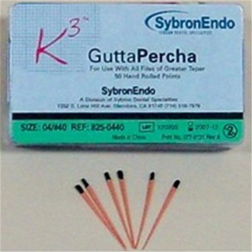 Kerr K3 Gutta Percha - Size 25 - .04 Taper - Red, 50-Pack
