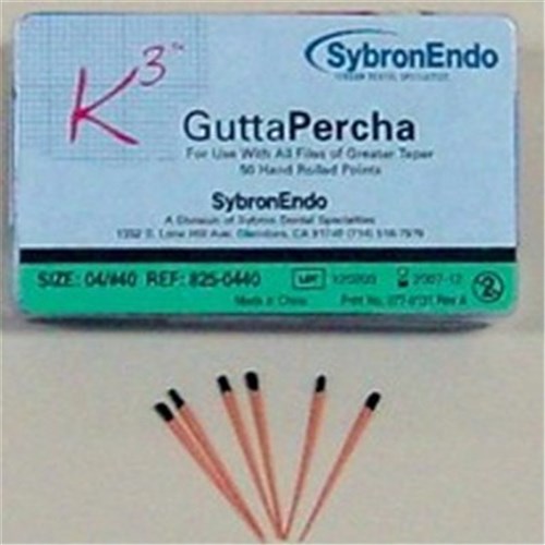 Kerr K3 Gutta Percha - Size 40 - .04 Taper - Black, 50-Pack