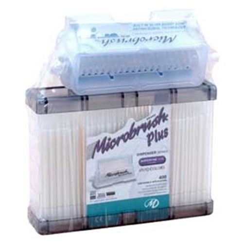 Young Innovations Microbrush Plus - Disposable Applicators - Tray Refills - Superfine - White, 400-pack and Dispenser