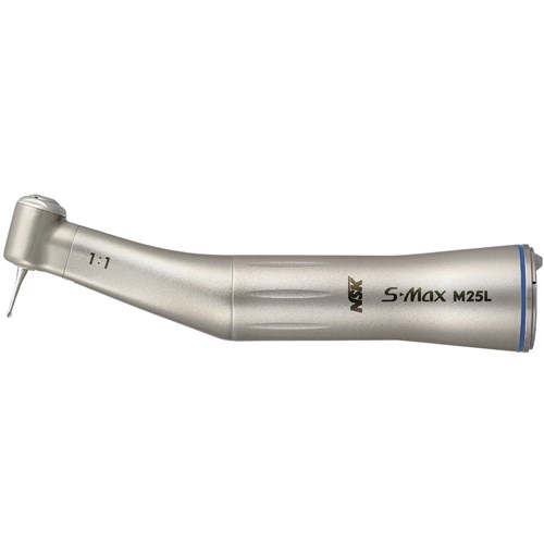 NSK S-Max Stainless Steel Contra Angle Handpiece - M25L - 1:5 - Optic - E-Type - Internal Spray