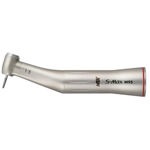 NSK S Max Stainless Steel Contra Angle Handpiece - M95 - 1:5 - Red Band - Non-Optic - E-Type - Internal Spray