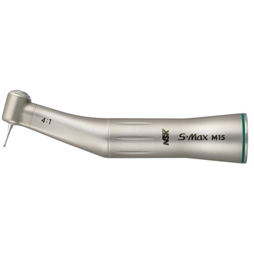 NSK S-Max Stainless Steel Contra Angle Handpiece - M15 - 4:1 - Non-Optic - Internal Spray