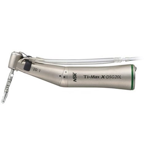 NSK Ti-Max Titanium Surgical Contra Angle Handpiece - X-DSG20L - 20:1 - Green Band - Optic - External Spray