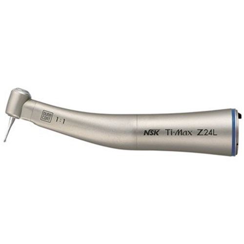 NSK TI Max Titanium Contra Angle Handpiece - Z24L - Mini Head - 1:1 - Blue Band - E-Type - Optic - Single Spray