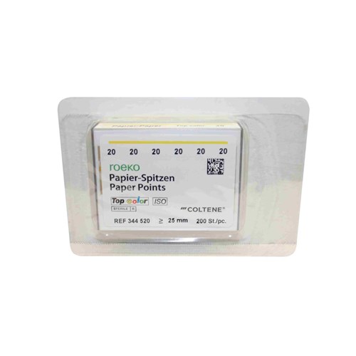 Roeko Top Colour Paper Points - Size 20 - Yellow, 200-Pack