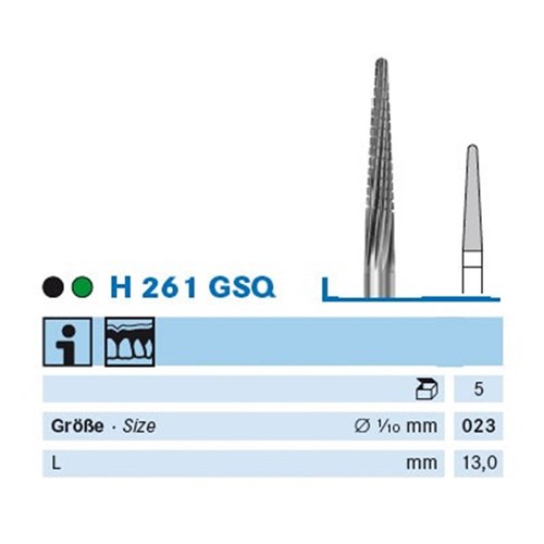 Komet Tungsten Carbide Bur - H261GSQ-023 - Cutter - Straight (HP), 5-Pack