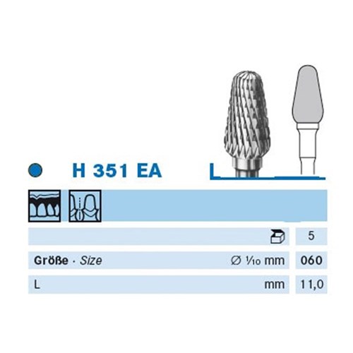 Komet Tungsten Carbide Bur - H351EA-060 - Cutter - Straight (HP), 1-Pack