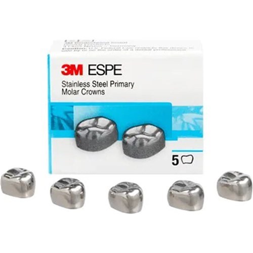 3M Crown SlimFit - Stainless Steel Primary Molar Crowns - JDUR5, 5-Pack