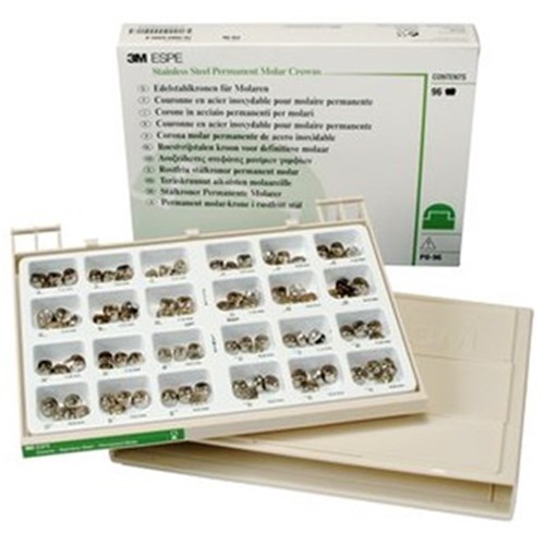 3M Crown Form NiChro - Stainless Steel Permanent Molar Crowns - Kit, 96-Pack