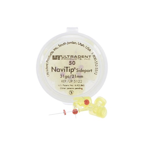 Ultradent NaviTip - 31 Gauge - 21mm - Double Sideport Tip - Yellow, 50-Pack