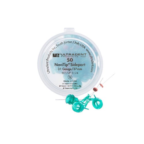 Ultradent NaviTip - 31 Gauge - 27mm - Double Sideport Tip - Green, 50-Pack
