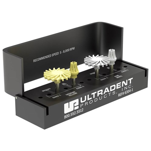 Ultradent Jiffy Polisher - Natural Composite Polishing Kit - RA, 4-Pack with Aluminium Block