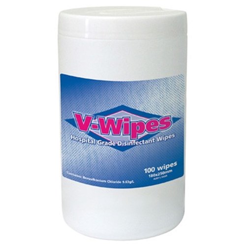 V WIPES Disinfectant Hospital Grade Wipes Canister of 100
